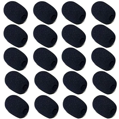 Immagine di Spugna Antivento Microfono, Protezioni Microfoni Cuffie, Coperture di Mini 20 Pezzi, per Aula, Sala Conferenze, Interviste ai Notiziari, Performance Sul Palco (Nero)