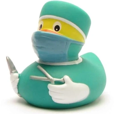 Immagine di Duckshop Anatra da bagno, chirurgo, lunghezza 8 cm, con portachiavi in gomma, set papera, regalo per medici