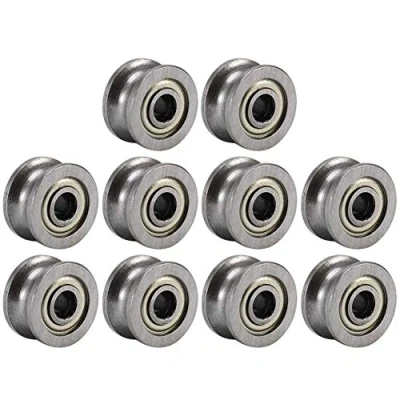 Immagine di cuscinetto con scanalatura a U, 10 pezzi U624ZZ Puleggia guida sfere U mini per sistema di movimento lineare su binario 4 x 13 7 mm