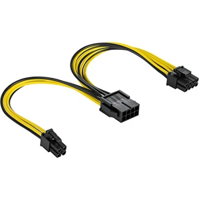 Immagine di POPPSTAR Cavo di prolunga CPU da 8 pin a (6+2 Pin) e 4 (lunghezza 20cm) alimentazione scheda madre ATX 12V / EPS