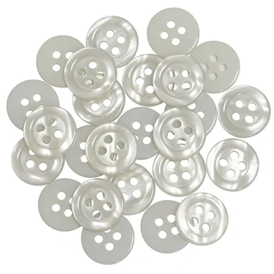Immagine di AERZETIX C67921 Set di 25 Bottoni per cucire rotondi Ø11.5x2mm a 4 fori 18L L18 con bordo colore grigio chiaro in plastica apertura 1.8mm moda merceria cucito abbigliamento decorazione