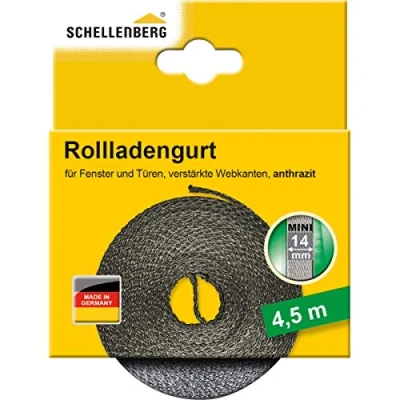 Immagine di Schellenberg 44510 cinghia per tapparelle, 14 mm x 4,5 m, sistema MINI, colore: antracite