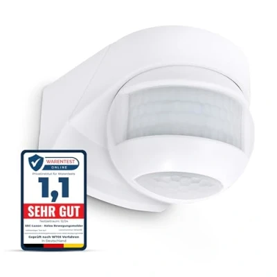 Immagine di SSC LUXon KELEA sensore di movimento per esterni, IP54, parete, soffitto e angoli, PIR regolabile, orientabile con crepuscolare