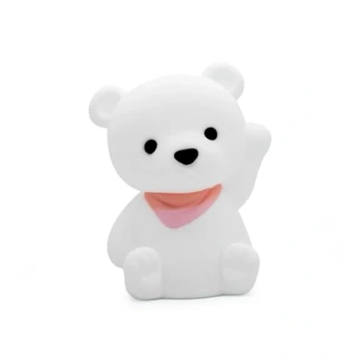 Immagine di DHINK Luce notturna ricaricabile LED orsetto Lampada in silicone per cameretta dei bambini e da comodino Regalo nascita, bianco