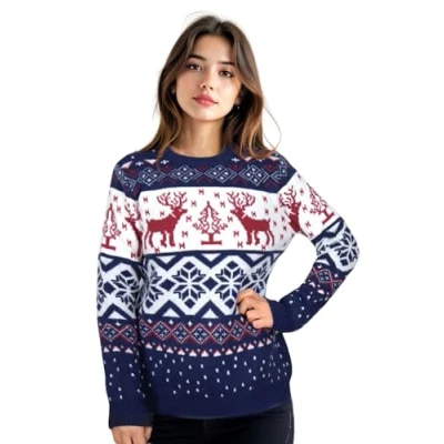 Immagine di MAGIC SELECT Maglione Natalizio per l&#039;inverno. Donna e Uomo. Unisex Coppie. con Stampa Natalizia a Maniche Lunghe. Taglia M