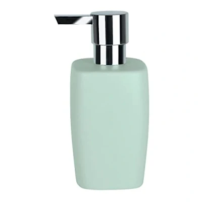 Immagine di Spirella dispenser di sapone retrò, con pompa in acciaio inox, per liquido, porcellana, 300 ml, colore verde pastello