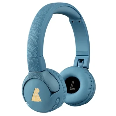 Immagine di POGS The Gecko 2 Cuffie wireless Bluetooth per bambini, pieghevoli, durevoli, bambini dai 3 anni in su, volume limitato 85 dB, microfono, funzione di condivisione musica (rBlue)
