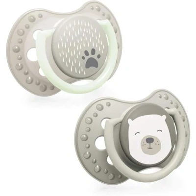Immagine di LOVI Ciuccio 6 18 Mesi, Succhietti Bimba con Tettarella in Silicone, Suggerimento dinamico, Collezione Buddy Bear, 2 pezzi, Grigio