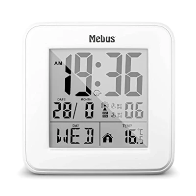 Immagine di Sveglia digitale wireless con display della temperatura, illuminazione, calendario, compatta e stabile, colore: nero, modello: 25594