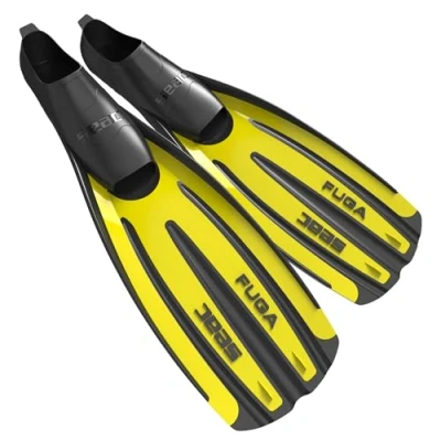 Immagine di SEAC Fuga, Pinne da Subacquea per Immersioni e Apnea a Scarpetta Chiusa, Made in Italy Unisex Adulto, Giallo, 38/39 EU