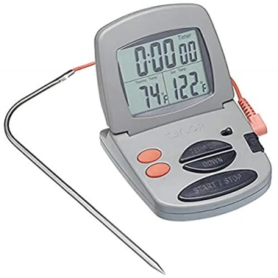 Immagine di Taylor Pro Termometro per Carne da Forno con Timer Cucina Digitale, Plastica/Acciaio Inossidabile, Grigio, 9 x 2.5 17 cm