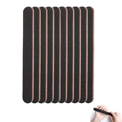 Immagine di 10 Pezzi Lima per Unghie, 100/180 Nere lime Unghie a Doppia Faccia, Lavabile Set di Professional, er la Cura e lo Styling Delle