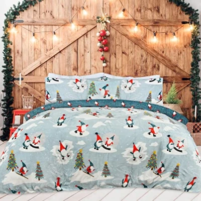 Immagine di Sleepdown Set copripiumino reversibile in pile di flanella, con federa, termico, caldo, accogliente, super morbido, facile da pulire, per letto singolo (135 x 200 cm), 5056557512867