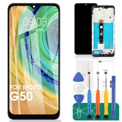 Immagine di Per Motorola Moto G50 Schermo LCD Sostituzione Dello XT2137 Display 1 Touch Digitizer Assembly 2 Kit Parti di Riparazione (Nero Con Telaio)
