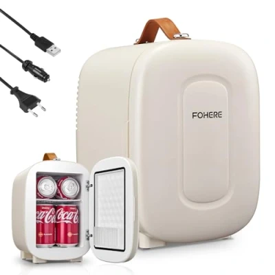Immagine di FOHERE Mini Frigo 5L, Frigorifero Piccolo Con Presa USB, Portatile 220V CA/12V CC, per Ufficio, Dormitorio, Auto,Cosmetici, Bevande, Frutta