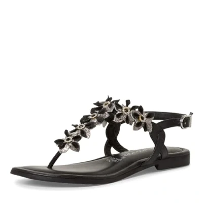 Immagine di MARCO TOZZI Sandali Donna con Tacco in Pelle Decorazione di Fiori, Nero (Black Comb), 41 EU