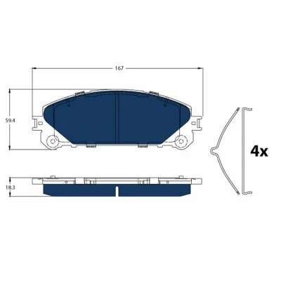Immagine di TRW GDB3484BTE Kit pastiglie freno Non predisposto per contatto segnalazione usura con accessori TOYOTA: RAV4 IV SUV, LEXUS: NX
