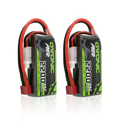 Immagine di OVONIC Batteria Lipo 2s 35C 2200mAh 7.4V Pacchetto Corto con Decani per RC Heli Aereo Quadcopter Auto Barca Camion Elicottero Multi Motore Fai da Te Hobby (2 pezzi)
