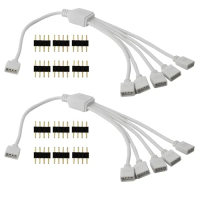 Immagine di CESFONJER LED 4 pin Connettore Cavo Splitter, 1 to 5 Sdoppiatore per Color Cambiando Strip (2 Pezzi)