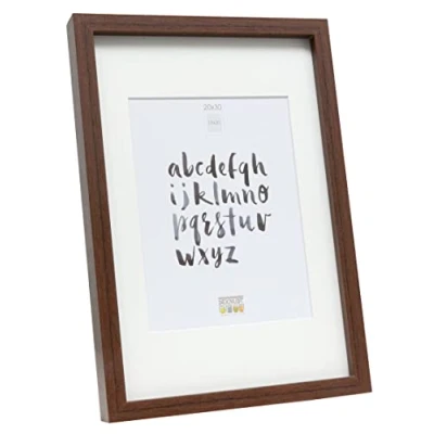 Immagine di Deknudt Frames S40AH4 P1 20.0X30.0 Portafoto Basic con passpartout, modanatura alta, in legno/MDF, 32,4 x 22,4 2,96 cm, colore: bruno