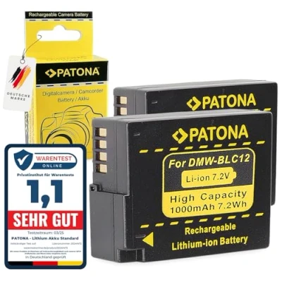 Immagine di PATONA 2x Batteria Ricambio per Panasonic DMW BLC12 BLC12E Batterie Compatibile con Lumix DMC FZ1000 FZ2000 G5 G6 G70 G81 G91 GH2 GX8