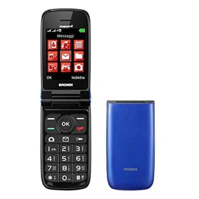 Immagine di Brondi Magnum 4 Telefono Cellulare Maxi Display, Tastiera Fisica Retroilluminata, Dual Sim, 1.3 MP, Li ion 800 mAh, Flip Attivo, Blu/Viola