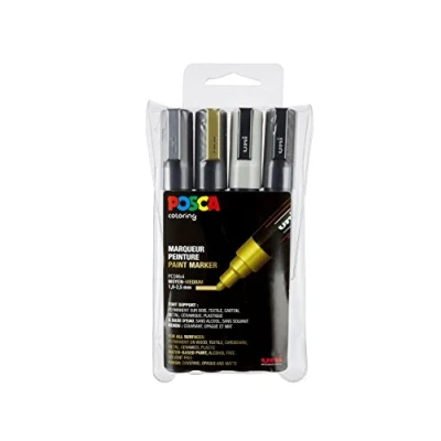 Immagine di uni ball 182504 POSCA Marker mit mittelfeiner Rundspitze, 4er Set