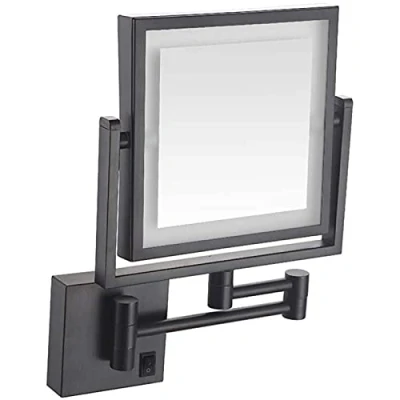 Immagine di YXZN Specchio da Barba Quadrato per Il Trucco Ricaricabile Parete con luci a LED 1x/3x Ingrandimento toeletta bifacciale Estensibile Bagno