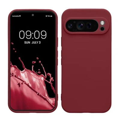 Immagine di kwmobile Custodia Compatibile con Google Pixel 9 Pro Cover Back Case per Smartphone in Silicone TPU Protezione Gommata viola bordeaux