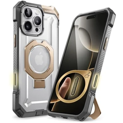 Immagine di SUPCASE Cover per iPhone 16 Pro 6.3&#039;&#039; 2024 con Supporto (Unicorn Beetle Grip), [Compatibile MagSafe] [Protezione dalle Cadute di Grado Militare] Custodia Magnetica Robusta (Deserto/Oro)