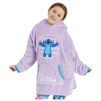 Immagine di Disney Lilo &amp; Stitch Felpa con cappuccio oversize in pile per ragazze, taglia unica, Da bambina., One Size