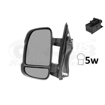 Immagine di specchio retrovisore esterno Van Wezel 1651801 Sx nero completo, convesso, per a regolazione manuale, con grandangolo, Br
