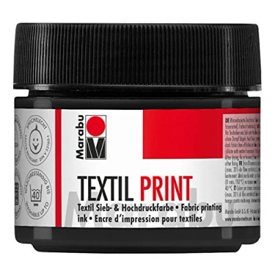 Immagine di Marabu 17030050974 Stampa in tessuto, 100 ml, colore nero a base d&#039;acqua, inodore e resistente alla luce, per tessuti chiari scuri