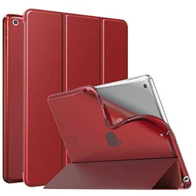 Immagine di MoKo Cover per Nuovo 10,2&quot; iPad 9 2021/8 2020 / 7 2019, Custodia Ultra Sottile Leggero Tri Fold Auto Sveglia/Sonno con Retro Semi Trasparente in TPU 10.2 Pollici Rosso