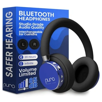 Immagine di Puro Sound Labs BT2200 Plus Cuffie Bluetooth per Bambini con Limitazione del Volume più Sicure Qualità Audio da Studio e Isolamento Rumore Blu