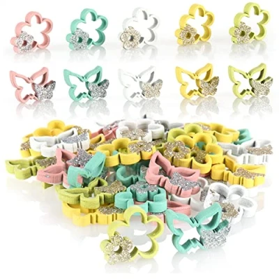 Immagine di com four® Set da 48 Pezzi Fiore e Farfalla Decorazione spargere in Legno con Glitter per la tavola Primaverile (48 di pasquali)