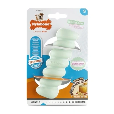 Immagine di Nylabone Bastone da masticare per dentizione cuccioli, al gusto di burro arachidi, piccolo/regolare, cuccioli fino a 11 kg