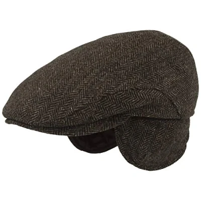 Immagine di Breiter Berretto Invernale da Uomo con Paraorecchie Flatcap Piato Visiera Basco Scozzese 100% Lana Protezione per Le Orecchie Pieghevole Delicato sulla Pelle e Comodo Grigio 59