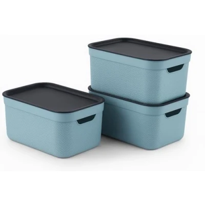 Immagine di Set di 3 scatole decorative con coperchio A5 JIVE, colore: turchese