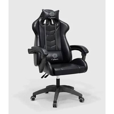Immagine di Cybert Sedia da Gaming Gamer Poltrona Ufficio Scrivania Girevole Braccioli Design Ergonomico Supporto Lombare Meccanismo di Inclinazione (Nero)