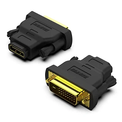 Immagine di BENFEI Adattatore DVI a HDMI, bidirezionale HDMI D maschio femmina con cavo placcato in oro, 2 pezzi