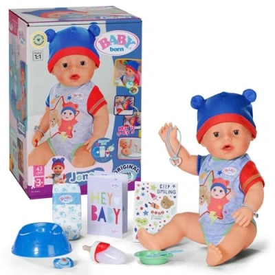 Immagine di BABY born Jonas, bambolotto con 10 funzioni e accessori, per bambini a partire dai 3 anni, non necessita di pile, 43 cm, 834848 Zapf Creation