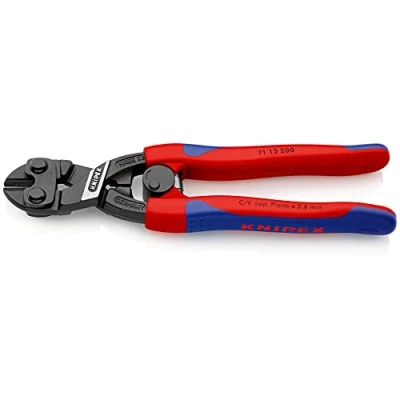 Immagine di Knipex Cobolt Tronchese a Doppia Leva Bonderizzata Nera, Rivestiti in Materiale Bicomponente, Forma Affusolata 200 Mm (Confezione Self Service/Blister) 71 12 Sb