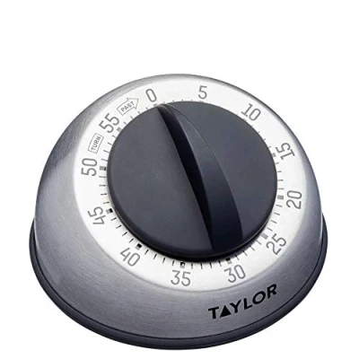 Immagine di Taylor Pro Wind Up Timer da Cucina, Mini Cucina in Acciaio Inossidabile 60 Minuti, Allarme Portatile per il Conto alla Rovescia Cucinare e Cuocere, Approvato Cuochi Professionisti