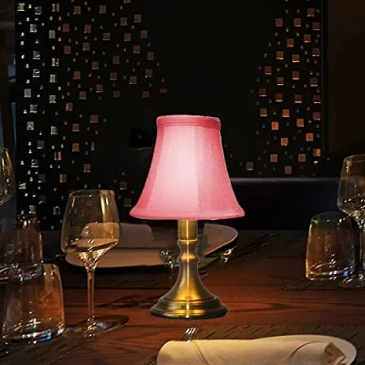 Immagine di ACMHNC Lampada da Tavolo LED Senza Fili Dimmerabile, Retrò Comodino Camera Con Paralume in Tessuto rosso, Scrivania Ricaricabile Bianco Caldo pranzo