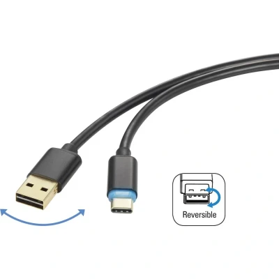 Immagine di Renkforce Cavo USB 2.0 Spina A, C® 1.50 m Nero connettore applicabile su entrambi i lati RF 4758090