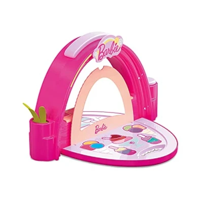 Immagine di Mondo Barbie Gelateria 40005, Make Up / Gelateria, Include 8 Lucida Labbra, 4 Ombretti Compatti Viso, 12 Occhi, Applicatori, 5 Lime per Unghie, Specchio e Luci Led