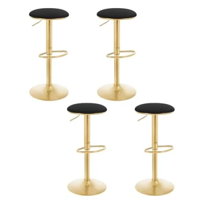 Immagine di WOLTU 4x Sgabelli Bar con Poggiapiedi Sedia Alta Sedile Imbottito per Cucina Altezza Regolabile Sgabello Girevole 360 in Metallo Nero BH302sz 4