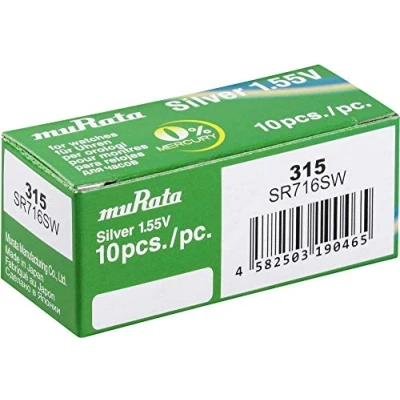 Immagine di Murata Batteria a bottone 315 1.55 V 10 pz. 23 mAh Ossido dargento SR716SW PBWW