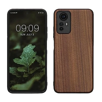Immagine di kwmobile Custodia Compatibile con Xiaomi Redmi Note 12S Cover Protezione in Legno per Smartphone Back Case Bumper Silicone TPU marrone scuro